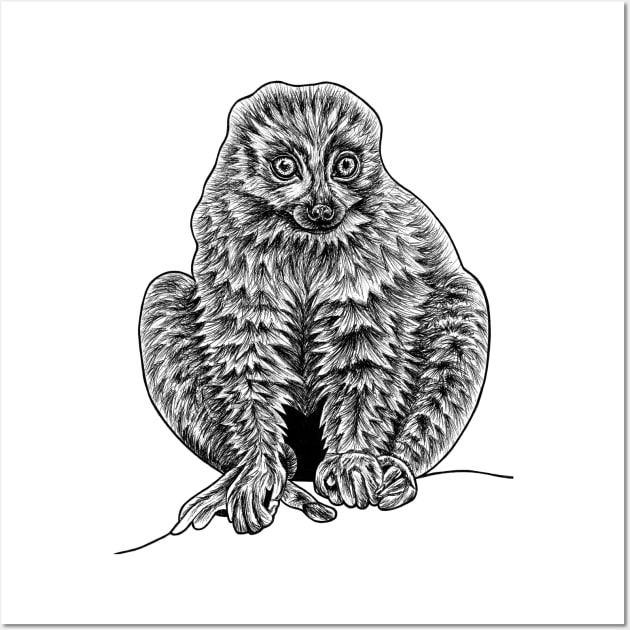 Brown lemur - ink illustration Wall Art by lorendowding